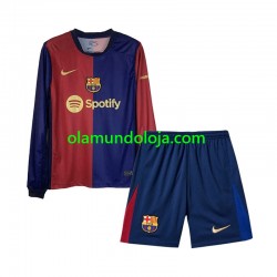 Camisola FC Barcelona Criança Equipamento Primeiro 2024-2025 Manga Comprida